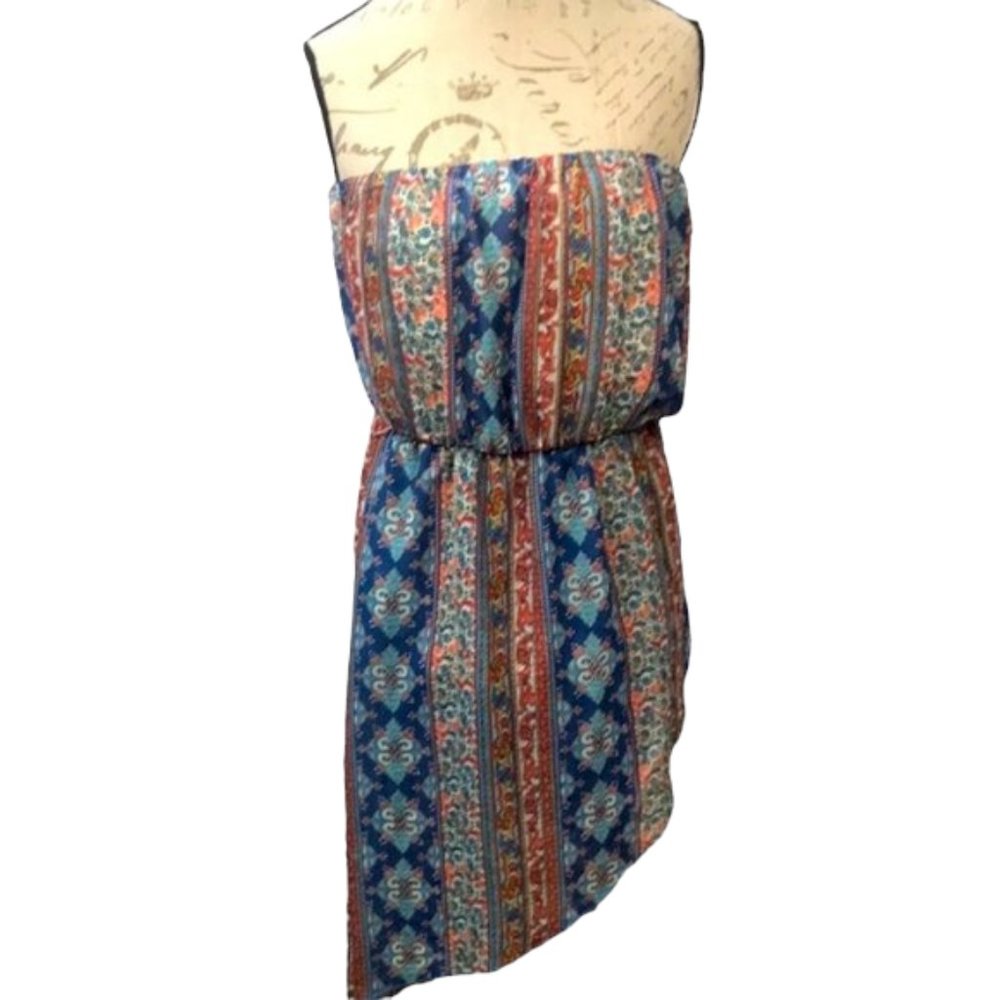 Bella D👗Multicolored Boho Strapless Dress Size L